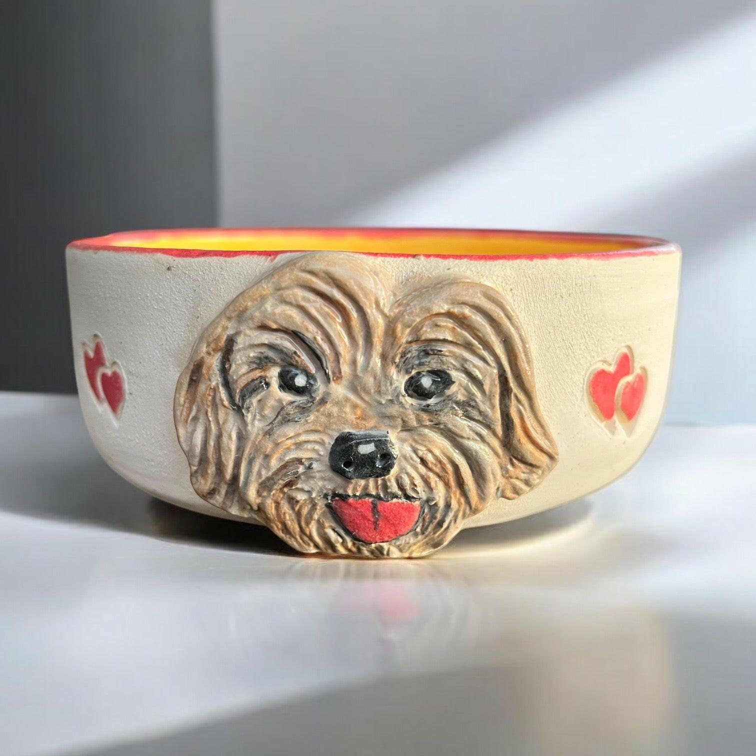 Handmade Ceramic Dog Bowl – Cockapoo Design